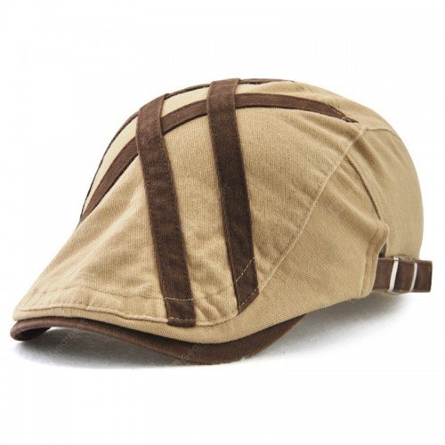 Men's Patch Strip Striped Fashion Beret Adjustable Head Circumference Hat