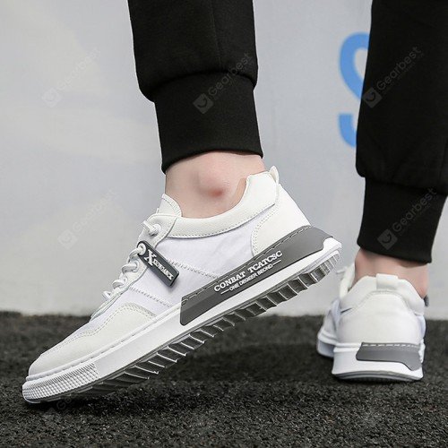 Men Sneaker Round Toe Lace-Up Canvas Flat Shoes Comfortable Casual Footwear