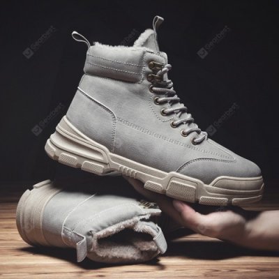 Retro Style Men's Tooling Boots Trend Warm High-top Cotton Shoes