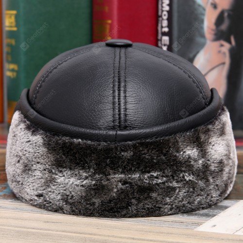 Leather Hat Men's Winter Warm Plus Velvet Thickened Leather Duck Tongue Small Winter Hat Ear